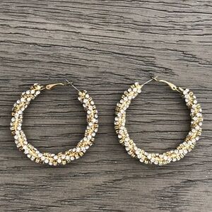Gold and silver jewled hooped earrings